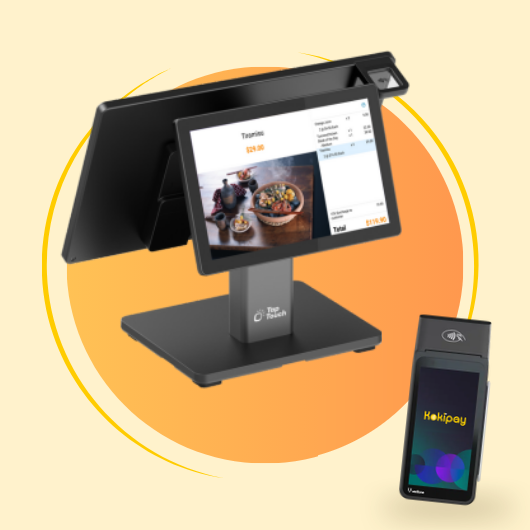 Kokipay K156D dual-screen POS terminal with a customer-facing display